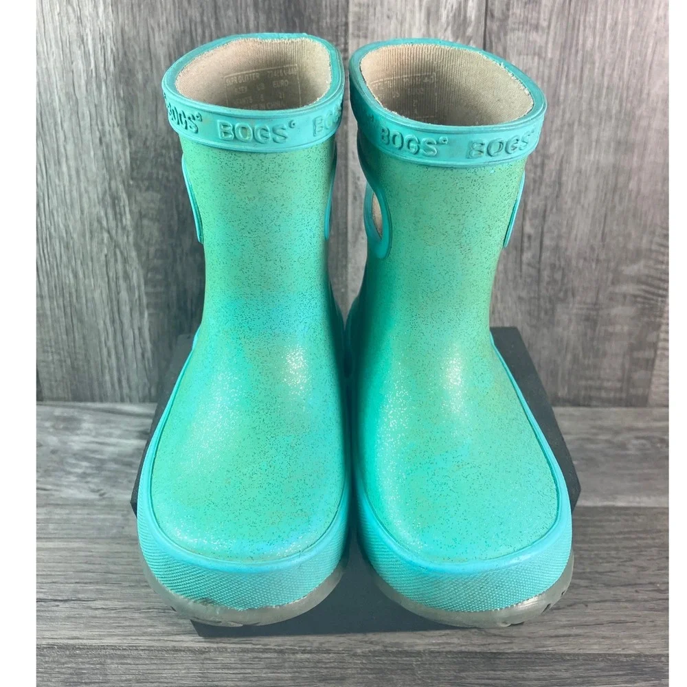 Bogs Skipper Glitter Rain Boots Turquoise Teal Waterproof Toddler Size 5 72418I